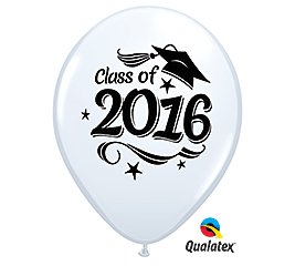 Class of 2016 White Latex Balloon 12 Pack