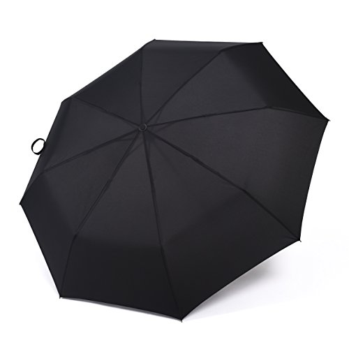 Rainbrace Big-Size Umbrella 3-fold Automatic Super Windproof Rain Resistant with Rubber Handle(Black)