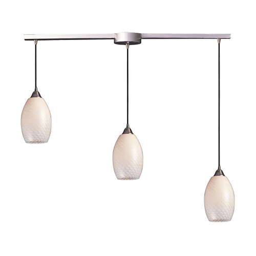 

Three Light Satin Nickel White Swirl Glass Multi Light Pendant Light Fixture