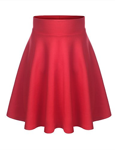 URBANCLEO Womens Solid Versatile A-Line Stretchy Flared Skater Skirt