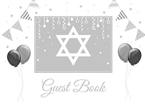 Guest Book: for a Jewish event or celebration: Bar Mitzvah, Bat Mitzvah, Wedding, Birthday or holiday party. Gray and White Soft back 8.25x6 inch Grey Guestbook with Judaica Star of David design by InspirationzStore Guest Books