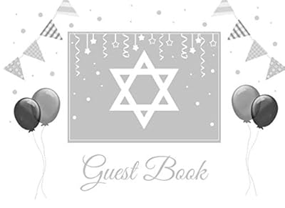Guest Book: for a Jewish event or celebration: Bar Mitzvah, Bat Mitzvah, Wedding, Birthday or holiday party. Gray and White Soft back 8.25x6 inch Grey Guestbook with Judaica Star of David design