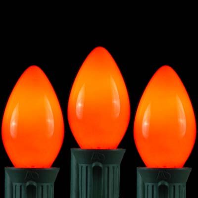 Novelty Lights, Inc. C7-5C-OR Ceramic Outdoor Patio Party Christmas Replacement Bulbs, Orange, 25 Pack