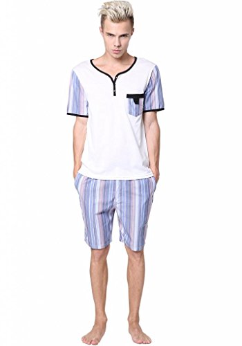 Godsen Men's Cotton Pajama Short Sleepwear Lounge Set
