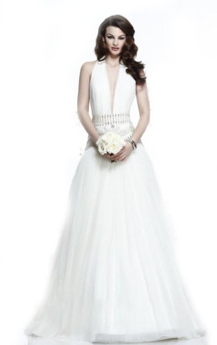 

Passat Women's Mermaid Crystal Wedding Dresses V-Neck