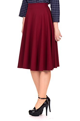 Dani's Choice Feminine Stretch High Waist Flared Circle Skater Midi Skirt
