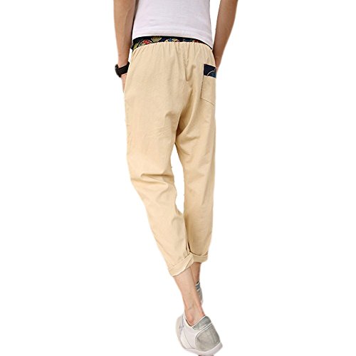 

Magiftbox Men's Casual Linen Flax Harem Pants Fashon Cropped Pants