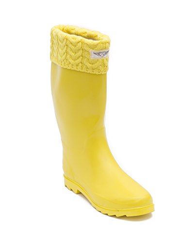 Women's Quilted Waterproof Rubber Rain Boots * Tall Mid Calf Wellies Boots (Black)