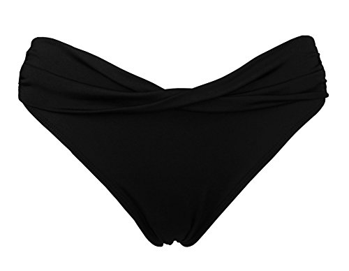Cocoship Goddess Twist Band Bikini Bottom Shirred Ruched Bikini Swim Brief(FBA)