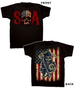 Sons of Anarchy Skull Logo And American Flag Shirt