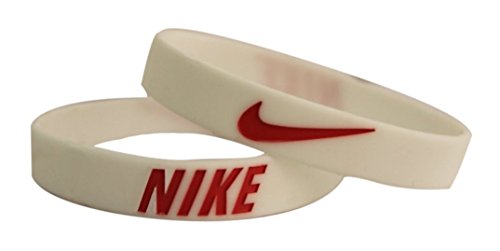 Nike NK2 Baller Band Silicone Rubber Basketball Baseball Football Running Wristband Bracelet (White/Red)
