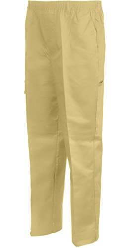 Benefit Wear Mens Adaptive Full Elastic Waist Twill Pants with VELCRO Waistband & Fly, Khaki