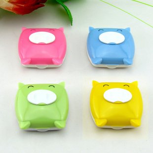 

Travel Cartoon Piggy Contact Lens for Eye Case Mirror Tweezer Stick Bottle Holder Box Eyewear Cases