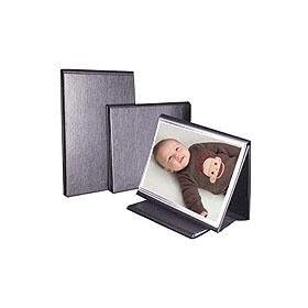 Florence Display Easel Basic, Bound Portfolio Folds Back into an Easel, with 12 Permanent Non Reflective Page Protectors & Inserts, 11x14, Color: Black