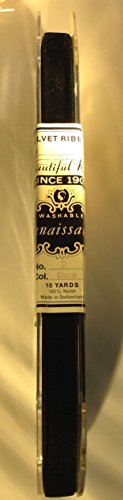Renaissance 10 Yards Vintage Satin Back Velvet Ribbon Fabric Made in Switzerland (5/8