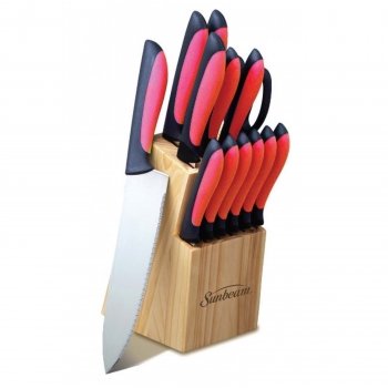 

Sunbeam 91612.14 Durant 14-Piece Cutlery Set with Pine Wood, Red
