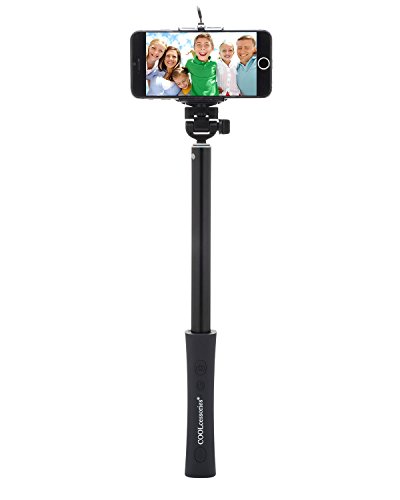 NBCCOOL3N1BLK COOLcessories 3-in-1 Selfie Stick Monopod - Bluetooth Enabled Handle with Built In LED Light & External Power Bank - Extension, Universal Fit for Smartphones, Cameras & GoPros