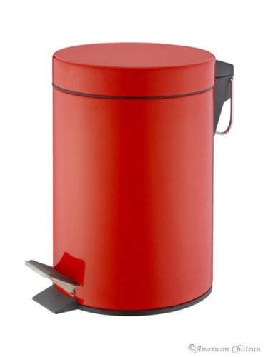 

0.8G/3L Kitchen/Bathroom Red Power Coated Steel Trash Can Step On Garbage Can