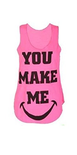 Womens You Make Me Smile Vest Top (M8) ((us 8/10) (uk 12/14), neon pink)