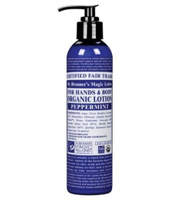 

Dr. Bronner's & All-One Organic Lotion for Hands & Body, Peppermint, 8-Ounce Pump Bottle