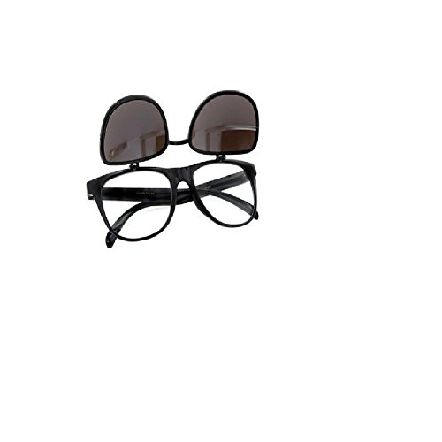Unisex Black Wayfarer Style, Flip up Glasses Sunglasses with Dark Lens and Clear Lenses