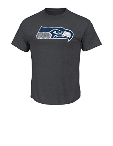 NFL Seattle Seahawks Men's Single-Wing Formation Short Sleeve Basic Tee, X-Large, Charcoal Heather