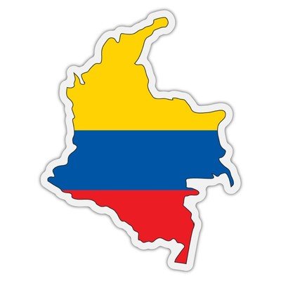 Colombia Map and Flag Badge Sticker/Decal