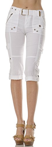 Helium London Womens Stretch Poplin Cargo Capri with Woven Belt
