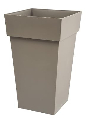 Eda Plastiques 13635 BR.MO SX3 Toscane Pot de Jardin Haut Carré Polypropylène Moka 39 x 39 x 65 cm