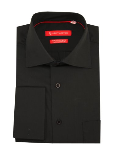 Gino Valentino Men's Modern Spread Collar French Cuff Cotton Dress Shirt