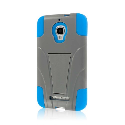 Alcatel Fierce Case (7024W), MPERO IMPACT X Series Dual Layered Tough Durable Shock Absorbing Silicone Polycarbonate Hybrid Kickstand Case for ONETOUCH Fierce [Perfect Fit & Precise Port Cut Outs] - Blue / Gray
