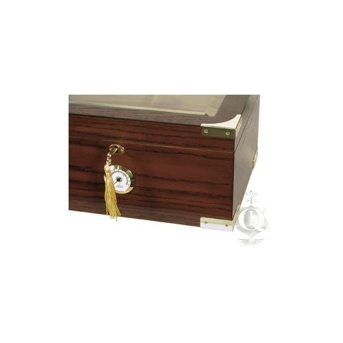 

75-100 Cigar Deluxe Glass Top and Humidor with Hygrometer, Walnut