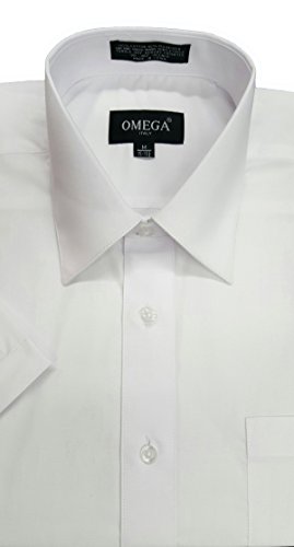 OmegaTux Men's Short Sleeve Solid Color Dress Shirt
