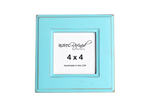 4x4 Square Picture Frame with 1.5 Inch Border (Moab Collection) - Turquoise