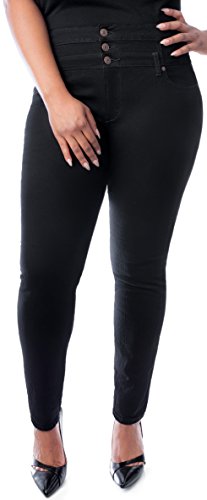 Eunina Women's Plus Size High Waisted Stretch Skinny Jeans Black