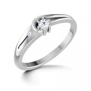 Silver real diamond ring with platinum polish