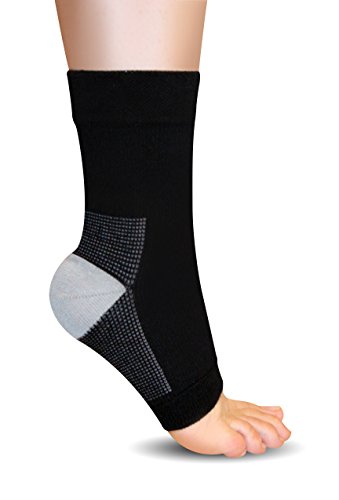 AprilTex Ankle Compression Foot Sleeve ★ Buy 1 Sleeve & Get the 2nd for 50% ★ Great Support for daily use, sport activities & Pain Relief ★ Sold as One Sleeve ★ Free Guide to Healthy Legs ★ (Black,L)