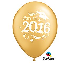 Class of 2016 Gold-Colored Latex Balloon 12 Pack