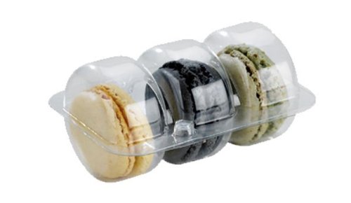 

PacknWood 210MACINS3 Small Rectangular Recyclable Plastic Insert for 3 Macaroons, 3.6" x 2.6" x 0.7" High (Case of 150 Sets)