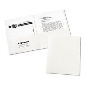 Two-Pocket Embossed Paper Portfolio, 30-Sheet Capacity, White, 25/Box