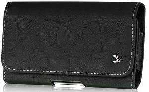 Motorola Droid RAZR MAXX HD Genuine Bold Leather Case Pouch Metal Clip With Belt Loop Hidden Magnetic Closure Black