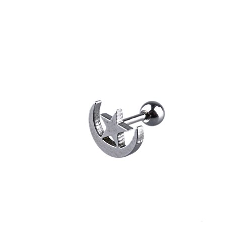 Tragus Earring Stars Stud with Stars Cartilage Earring Stud Barbell 16g Stainless Steel (Style A)