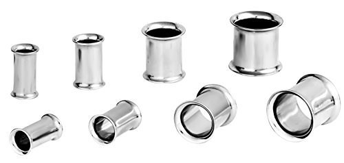 Surgical Grade Stainless Steel High Polish Gauged Earrings Double Flared Tunnel Plugs, 4g - 00g