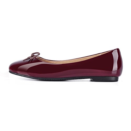Onlymaker Comfortable Vintage Round Toe Cute Sweet Bow Knot Accent Slip On Dress Ballet Flats