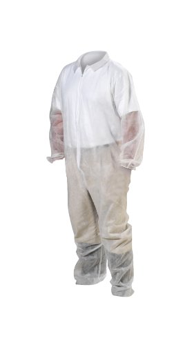 

High Five AC233 Spunbond Polypropylene Coverall with Elastic Wrists and Ankles, Large, White (Case of 25)