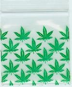 Mini Ziplock Baggies Apple Brand High End Quality 1515 Green Leaf Design Print