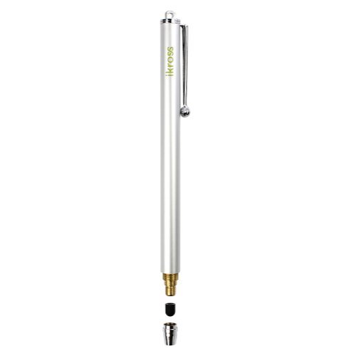 iKross Full Size Touch Screen Stylus Pen with 2 Replaceable Tips for Samsung Galaxy S6 / S5 Active / S5 / S4, Galaxy Note Edge 5 4 3 2 Smartphone Silver