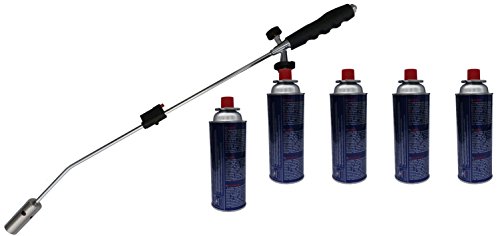 Unkrautbrenner mit Zündung + 5 stk Druckgasdosen Abflammgerät Unkrautvertilger