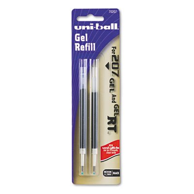 Uni-Ball Signo 207 Gel Pen Refill - 0.7mm - Medium Point - Black For Uniball Gel Pen - 2 / Pack