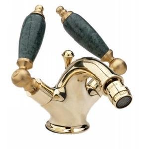 

Phylrich K4458F_24J - Carrara Single Hole Bidet set, Green Marble Lever Handles